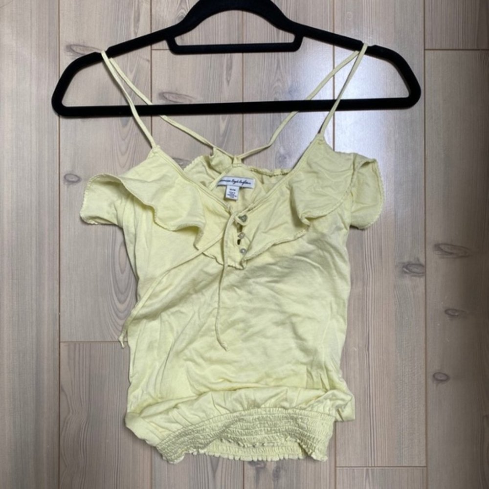 American Eagle Yellow Ruffle Tank